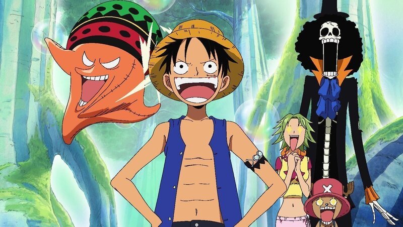 Ruffy erholt sich mit einem Teil der Strohhüte in einem Vergnügungspark.. One Piece, Staffel 7 – Bild: Eiichiro Oda /​ Shueisha, Toei Animation