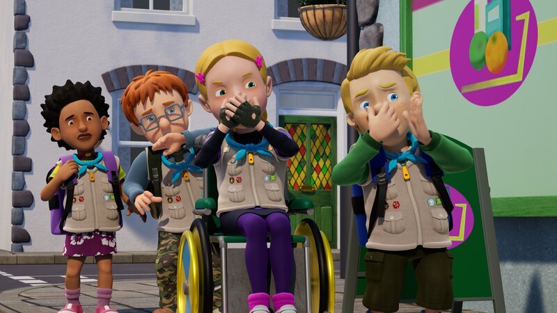 Das Pfadfinder-Team hat einen guten Riecher für Abenteuer. – Bild: Prism Art & Design Limited /​ KiKA