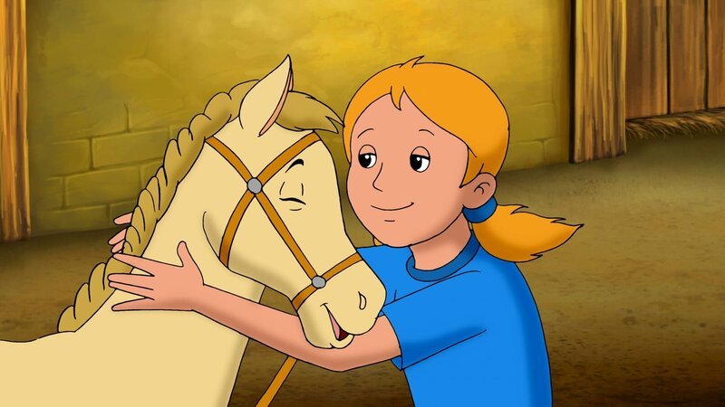 Emily schmust mit ihrem neuen Fohlen Fioretta. – Bild: ZDF und Kiddinx – Berlin