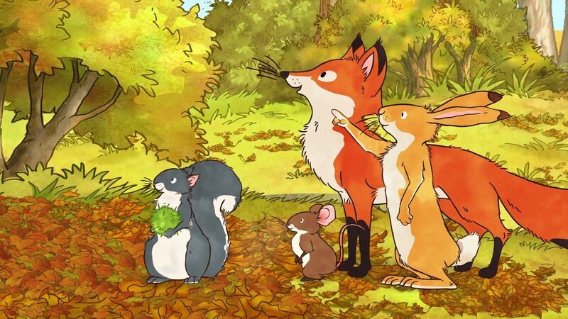 Die Freunde versuchen herauszufinden, was das für ein merkwürdiges grünes Ding ist, das der kleine braune Hase gefunden hat. – Bild: KiKA/​SLR Productions Australia Pty.Ltd./​Scrawl Studios Pte Ltd./​hr/​ARD