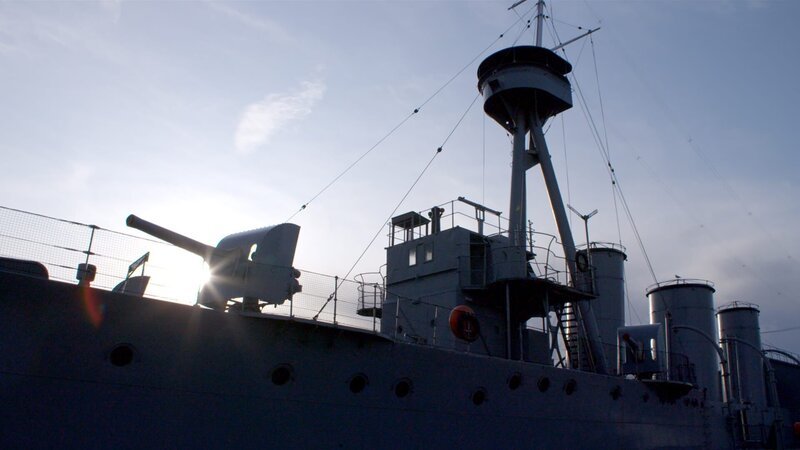 „HMS Caroline“ ist das letzte erhaltene Kriegsschiff, das an der Skagerrakschlacht beteiligt war. Seit 2016 ist sie ein Museumsschiff in Belfast. – Bild: ZDF und Laurent Chalet