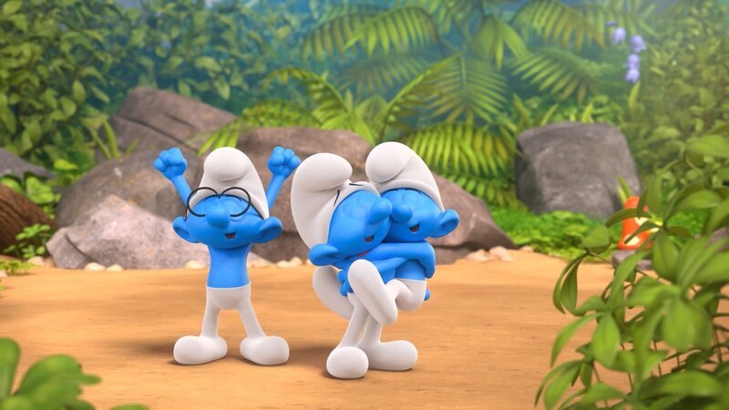 Die Freude ist groß, als die Schlümpfe das Amulett endlich wieder los sind. – Bild: KiKA/​Peyo Productions, Dupuis Édition & Audiovisuell