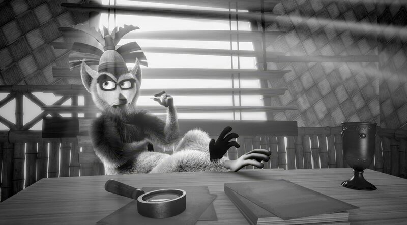 King Julien ist in der KJ-Fünferbande ein kühler Kopf mit geschärften Sinnen. – Bild: ORF/​Universal