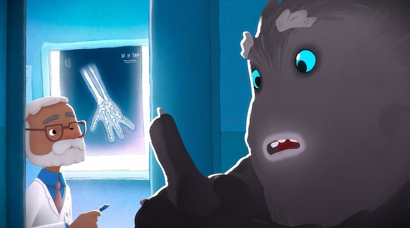 Der Arzt schaut sich den Finger von Tier an. – Bild: WDR/​Studio Soi