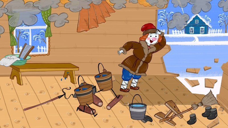 Der Ofen ist mit Emelya’s Frau ins Kaufhaus geflogen. – Bild: KiKA/​Animaccord LTD