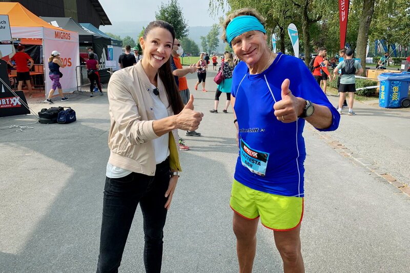 Jetzt oder nie; Kiki Maeder und Battesta Albin am Greifenseelauf; 2020 – Bild: SRF1