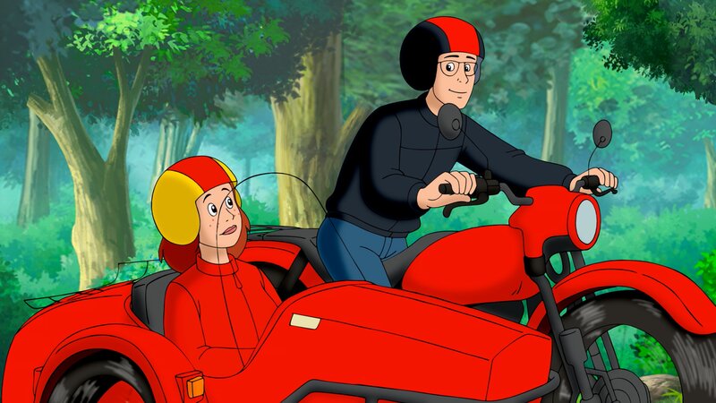 Bernhard und Barbara planen ein Retro-Wochenende im Wald wie einst in Jugendzeiten. – Bild: Kiddinx Studios /​ ZDF