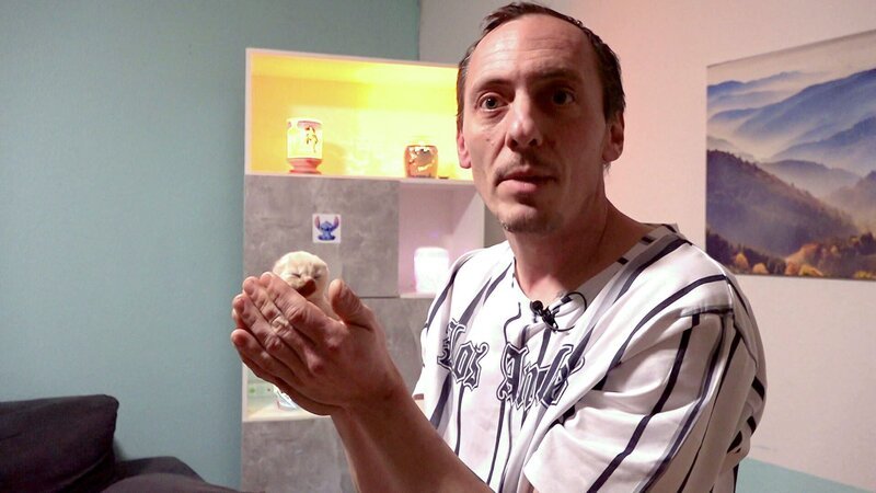 Florian freut sich derweil über tierischen Nachwuchs: Katze Nala hat drei Babys bekommen, eines starb leider nach der Geburt. Die anderen beiden entwickeln sich prächtig und sind Florians ganzer Stolz. – Bild: RTLZWEI