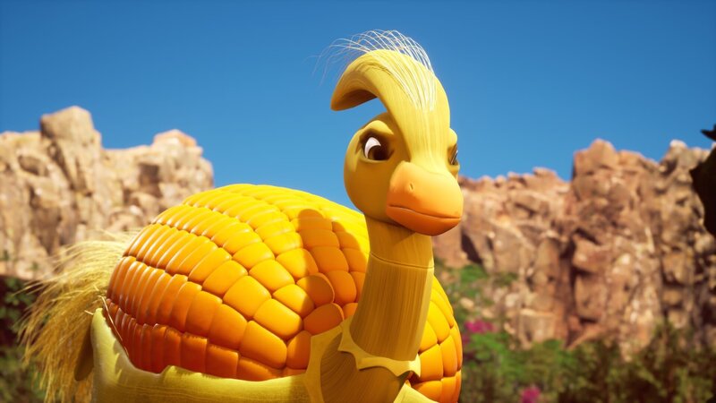 Der Kornosaurolofus scheint aus irgendeinem Grund nicht gut gelaunt zu sein. – Bild: ZDF und Cheeky Little Media