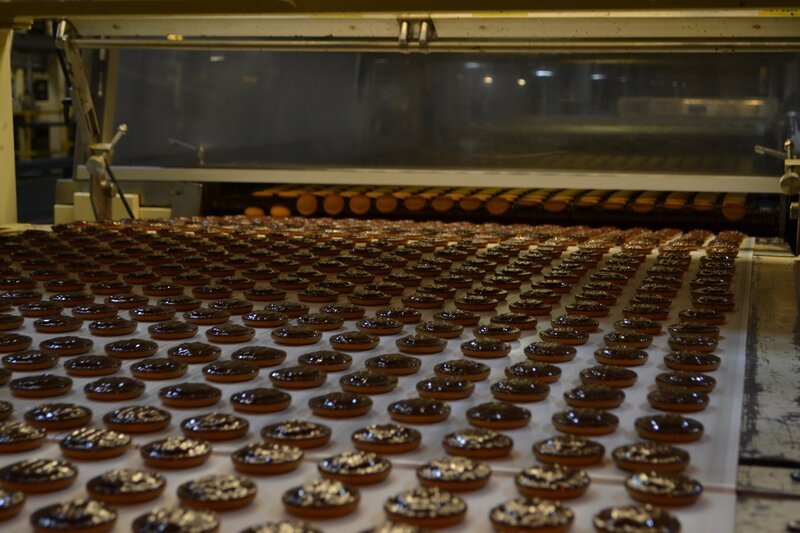 Jaffa cakes factory, rows of finished Jaffa cakes. – Bild: Discovery Channel