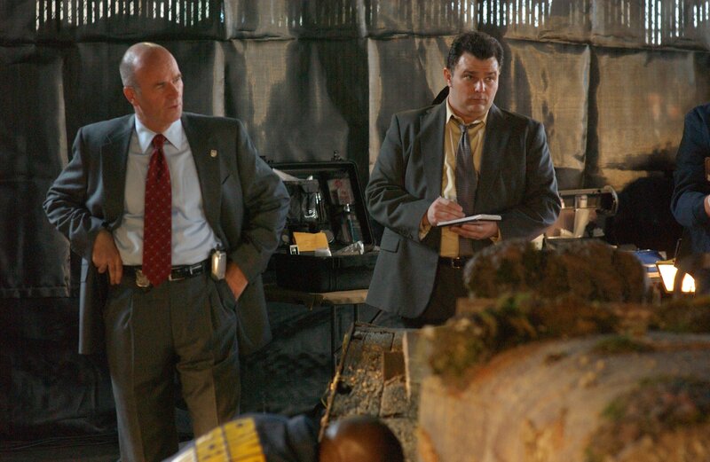 Lt. John Stillman (John Finn, l.) und Det. Nick Vera (Jeremy Ratchford, r.) untersuchen das Autowrack, in dem ein Skelett gefunden wurde … – Bild: Warner Bros. Television