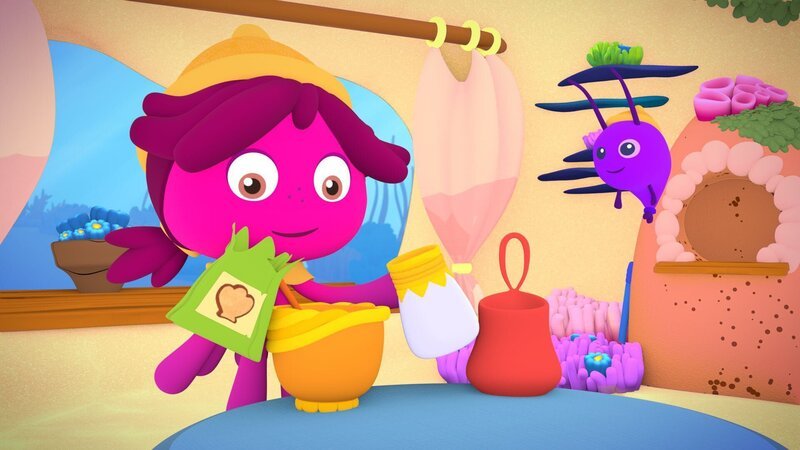 Maari (links) bereitet den Teig für den Kuchen vor. – Bild: KiKA/​Bigchild Entertainment