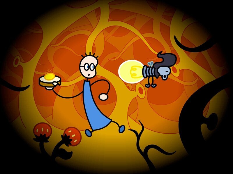 Eines Tages TOM denkt an ein leckeres Marmeladenbrot mit Honig. Der Müller empfiehlt ihm dazu köstliche Walderdbeeren. – Bild: SWR/​Hykade