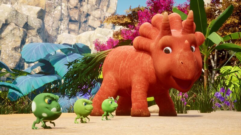 Ginger und die Erbs-Rexe machen ein Wettrennen ohne Regeln. – Bild: ZDF und Cheeky Little Media