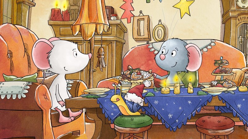 Tilda und Molly haben alles für das Weihnachtsfest vorbereitet. Aber wo bleiben ihre Gäste? – Bild: KiKA/​ Mideu Films