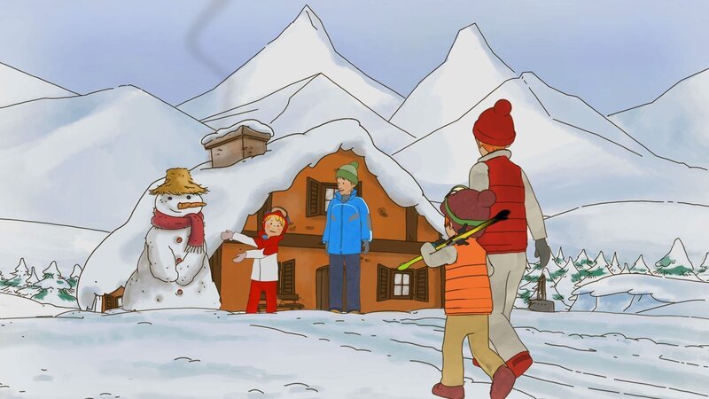 Conni hat im Skikurs eine neue Freundin gefunden: Lena, und für sie ist auch der tolle Schneemann. – Bild: ZDF/​Henning Windelband, Youngfilms GmbH