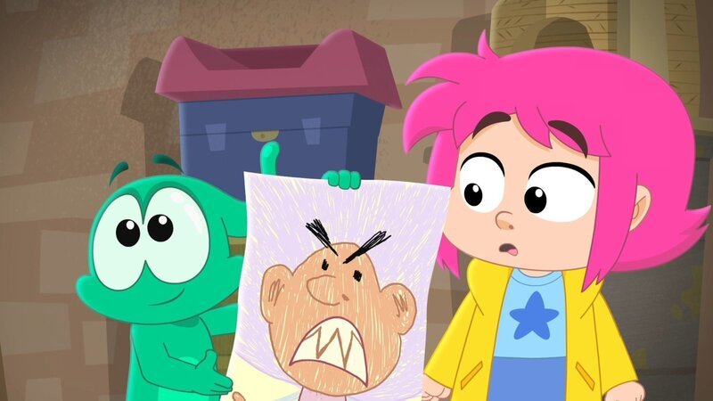 Ernest (l.) hat wieder einmal einen genialen Plan und demonstriert dies mit einer Zeichnung. Wenn man viele Zähne einsammelt, dann bekommt man auch viele Geschenke von der Zahnfee. – Bild: ZDF und Ernest & Rebecca /​ Media Varley