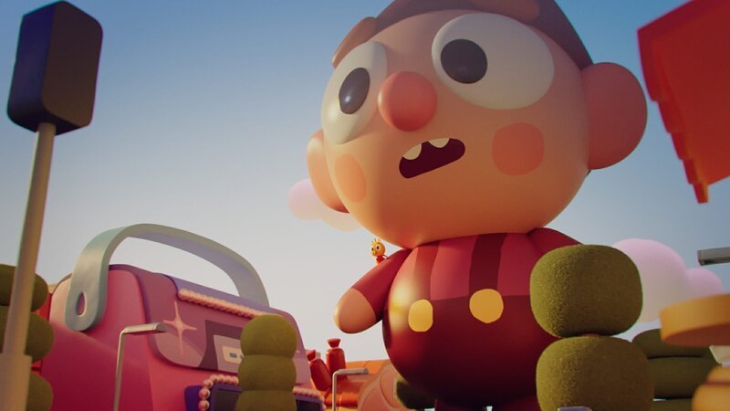 Sein größter Traum ist wahr geworden: Als Bobzilla ist Bob jetzt überlebensgroß und in Regenbogenstadt garantiert nicht mehr zu übersehen. – Bild: ZDF /​ DR /​ Sparre Production /​ GODO Films