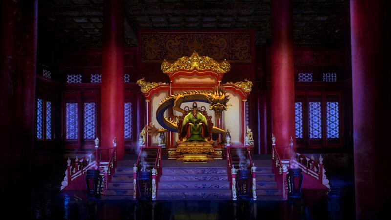 Chinesische Drachen sind gutmütige Wesen, die Macht über die Natur besitzen. Sie werden mit Wasser und Regen in Verbindung gebracht. – Bild: Artifex /​ ZDF