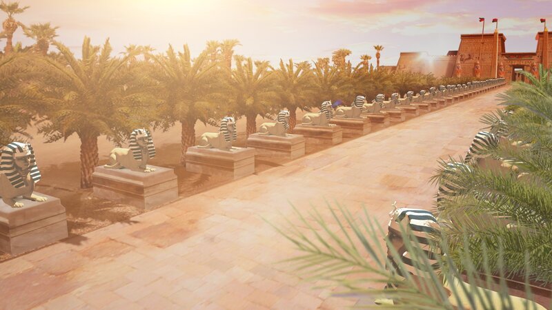 Eine von Sphinxen gesäumte Allee verbindet im alten Ägypten die Tempelanlagen von Luxor und Karnak. – Bild: ZDF und Dan Aldridge-Neil