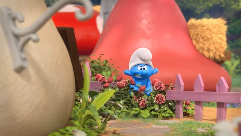 Dass Traumi Schlumpfines Gunst erhalten hat, passt Hefty gar nicht in den Kram. – Bild: KiKA/​Peyo Productions, Dupuis Édition & Audiovisuell