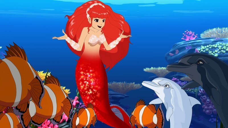 Rikki erläutert ihren Unterwasserfreunden den Plan, wie sie Zanes Vater stoppen können. Er will ein Hotel auf der Insel Mako bauen. – Bild: ZDF und Les Cartooneurs Associés/​Les Cartooneurs Associés