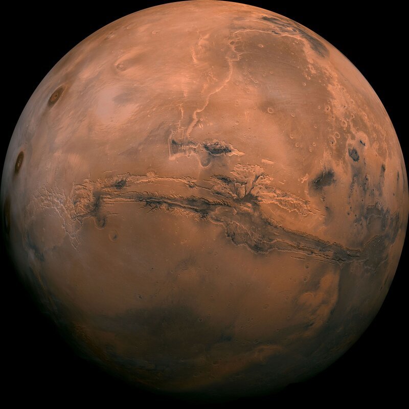 Mosaik der Valles Marineris-Hemisphäre des Mars. – Bild: THE HISTORY CHANNEL