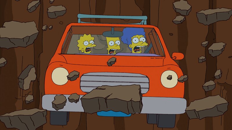 Was ist nur mit Bart (M.), Lisa (l.) und Marge (r.) los? – Bild: Fox and its related entities
