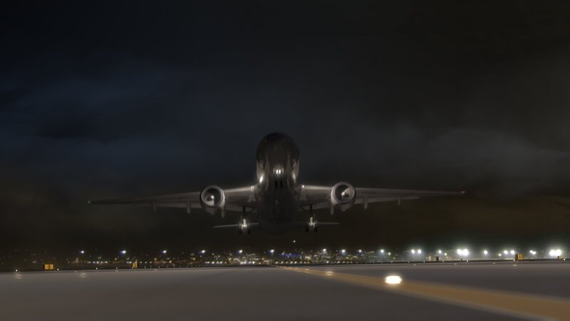 Flug 370 der Malaysia Airlines hebt auf der Startbahn ab. (Kredit: Cineflix) – Bild: National Geographic Channels /​ Cineflix /​ Cineflix