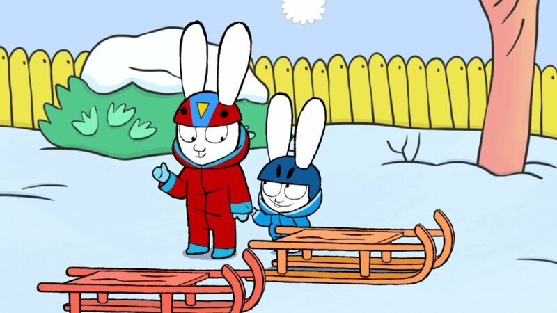 Beim Schlittenwettrennen bilden Simon (l.) und sein Bruder Franz (r.) ein Team. – Bild: ZDF/​GO-N Productions