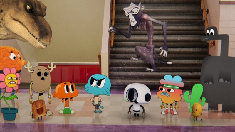 v.li.: Rocky, Leslie, Tina, Anton, Penny, Darwin, Gumball, Bobert, Miss Simian, Tobias, Carmen, Idaho, Molly – Bild: Warner Bros. Discovery, Inc. or its subsidiaries and affiliates.