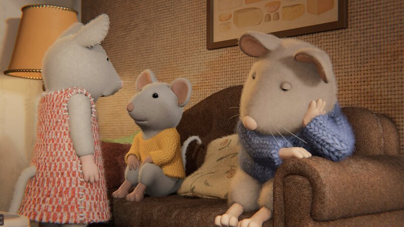 Sam (rechts) ist frustriert, weil er wieder einmal auf seinen kleinen Bruder Ben (Mitte) aufpassen soll. Julia (links) schlägt vor, zu dritt Verstecken zu spielen. – Bild: ZDF/​Cielo Films/​Caribara Production/​SuperswissRed/​M.A.R.K.13/​ZDF Studios GmbH