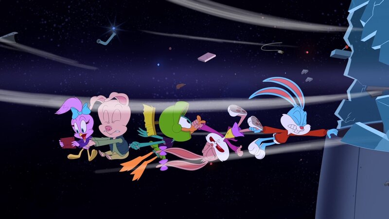 v.li.: Sweetie Bird, Hamton J. Pig, Marvin the Martian, Babs Bunny, Buster Bunny – Bild: Warner Bros. Discovery, Inc. or its subsidiaries and affiliates. All rights reserved.