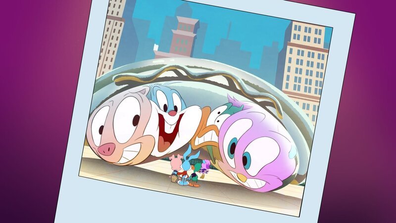 v.li.: Hamton J. Pig, Buster Bunny, Plucky Duck, Sweetie Bird – Bild: Warner Bros. Discovery, Inc. or its subsidiaries and affiliates