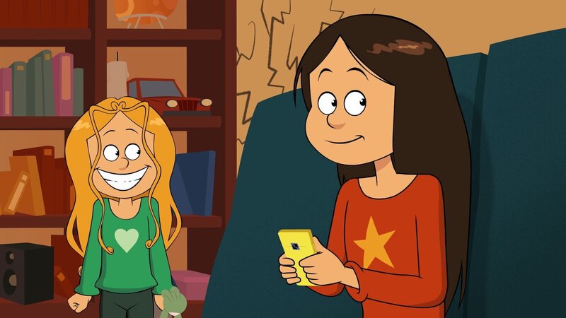 Marine und Wendy freuen sich über die Nachricht, dass ihre Tante kommen wird. – Bild: NDR/​BAMBOO PRODUCTION – SAMKA PRODUCTIONS