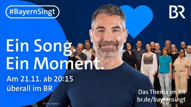 Key Visual zu „#BayernSingt“ Das Ziel von „#BayernSingt“: Möglichst viele Menschen singen am Abend des 21. November unseren BR-Schwerpunkt-Song „Weus’d a Herz hast wia a Bergwerk“ im Original von Rainhard Fendrich. Im Bild: Moderator Marcus Fahn. – Bild: BR/​Enno Kapitza