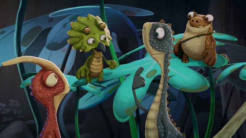 Rocky, Tiny, Bill und Mazu (v.l.n.r.) finden heraus, wer der Essensräuber ist. – Bild: SUPER RTL Rocky, Tiny, Bill und Mazu (v.l.n.r.) finden heraus, wer der Essensräuber ist. – Bild: SUPER RTL