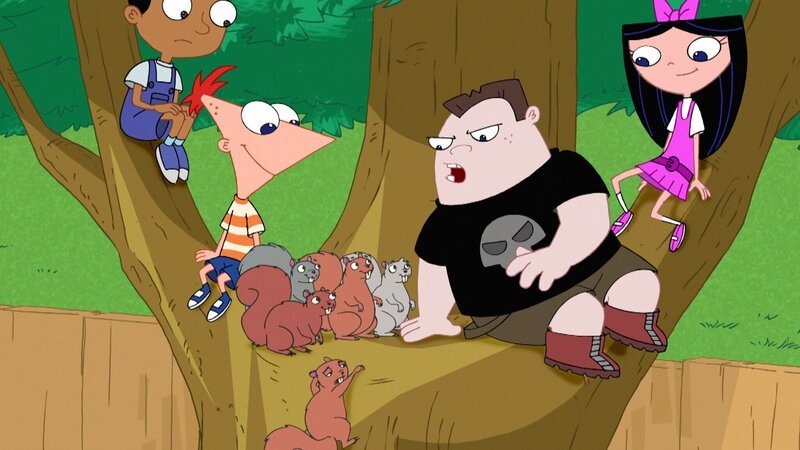 L-R:  Baljeet Tjinder,  Phineas Flynn,  Buford Van Stomm,  Isabella Garcia-Shapiro – Bild: 2013 The Walt Disney Company Germany