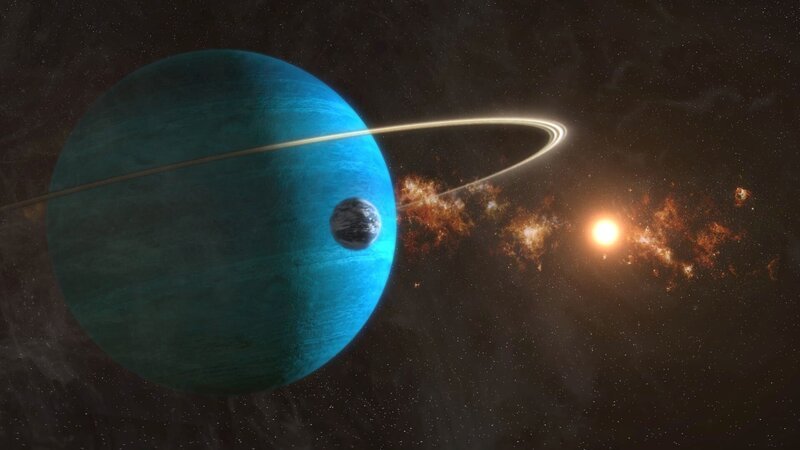 Der Planet Erde neben Saturn. – Bild: Discovery Communications LLC
