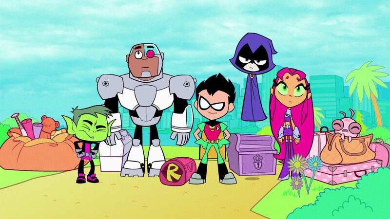 v.li.: Beast Boy, Cyborg, Robin, Raven, Starfire, Silkie – Bild: Warner Bros. Entertainment Inc.