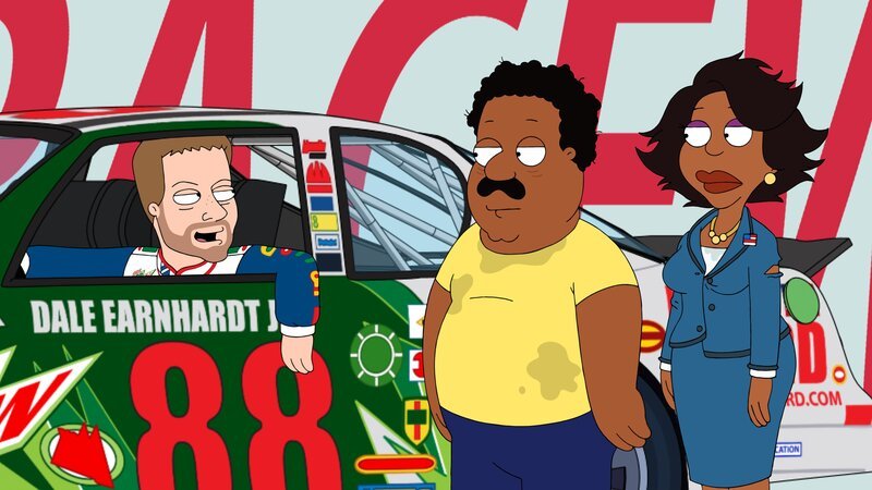 L-R: Dale Earnhardt Jr., Cleveland Brown, Donna Tubbs-Brown – Bild: FOX BROADCASTING
