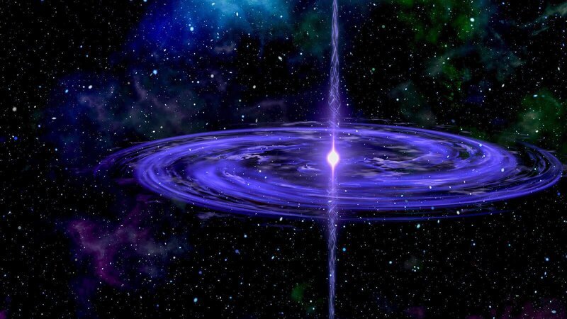 Weiße Löcher existieren bislang nur in der Theorie. Sie sind vorstellbar als extrem heller Punkt, ein äußerst starker Energiestrom, von dem eine extreme Strahlung ausgeht und nichts zu nahe kommen kann. – Bild: WELT