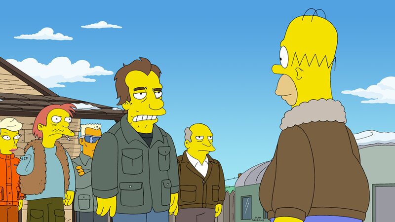 Als Homer (r.) im Kernkraftwerk einen Fehler begeht und Springfields Elektrizität lahmlegt, glaubt er, das Ende sei gekommen. Er schnappt sich seine Familie und die Vorräte, um ins geheime Basislager der „Überleber“ zu flüchten … – Bild: Twentieth Century Fox Film Corporation