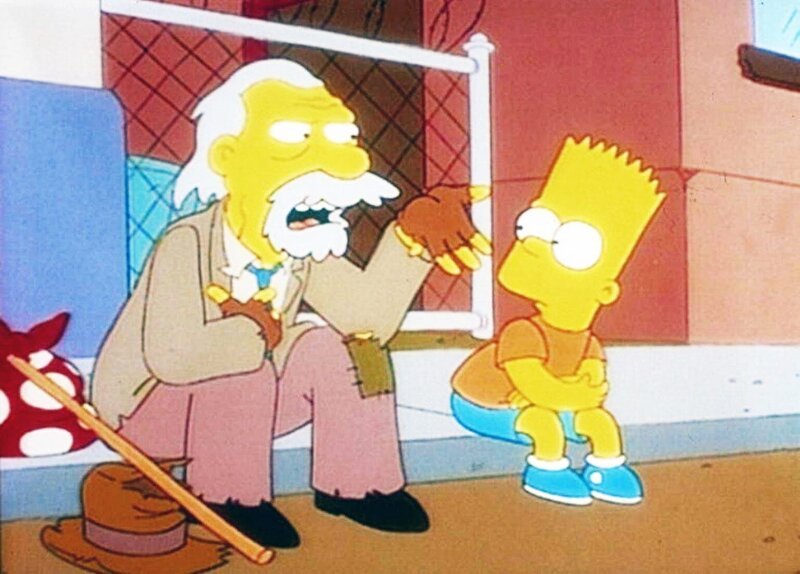 Der Obdachlose Chester erklärt Bart, dass er die Figur des Itchy erfunden hat. – Bild: ProSieben Media AG