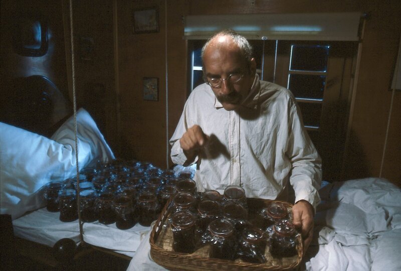 Peter Lustig freut sich über seine selbstgekochte Marmelade. – Bild: ZDF und Gert Stallmann