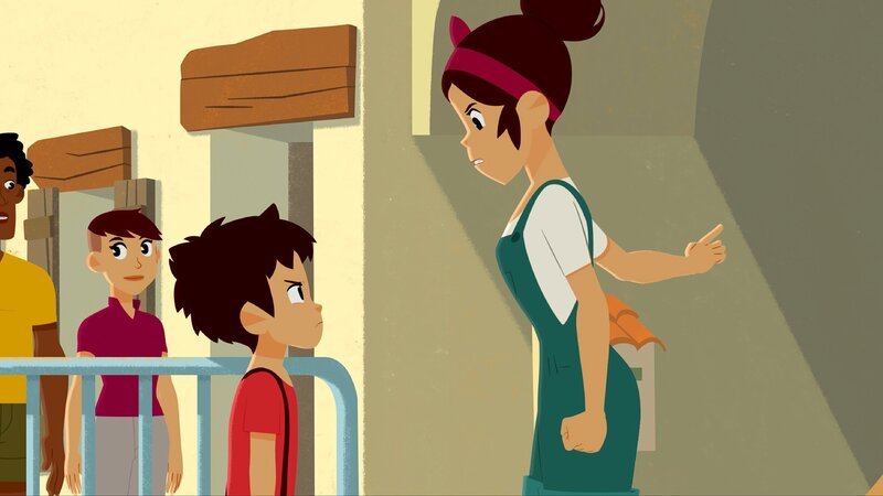 Angelina (rechts) will mit Sebastian beim Familienrennen mitmachen. – Bild: ZDF/​Gaumont Animation/​PP Animation III Inc.