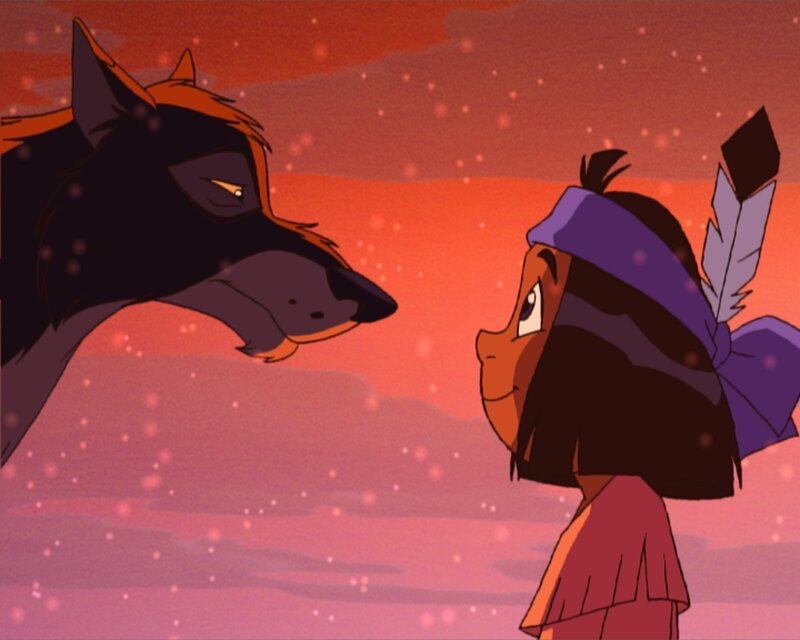 Von Dreibein erfährt Yakari, dass die Wölfe den Menschen nicht feindlich gesonnen sind, sondern nur angreifen, wenn sie sich bedroht fühlen. – Bild: KI.KA/​Storimages