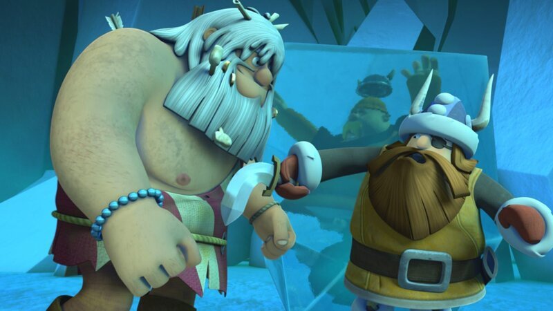 Halvar ist stark. Aber stark genug für diesen Riesen? – Bild: studio100media /​ ZDF