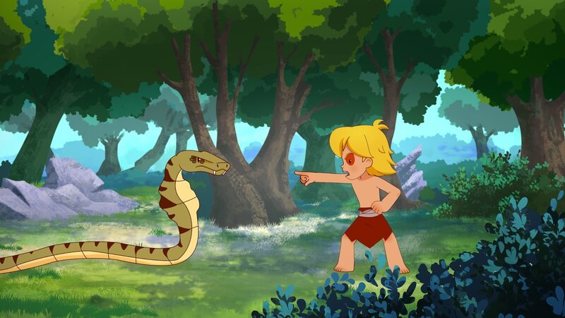 Kaum ist das Häschen Lad und seinen Freunden entkommen, steckt es im Bauch einer Schlange. Kann Tib das Häschen retten? – Bild: KiKA/​hr/​TF1/​GO-N Productions