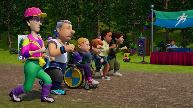 Die Laufgruppe ist bereit für den Spaß-Spurt und wartet auf das Startsignal. – Bild: KiKA/​Prism Art & Design Limited